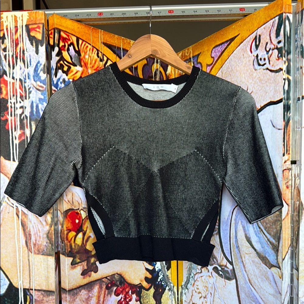 IRO Black and Gray Crop Top